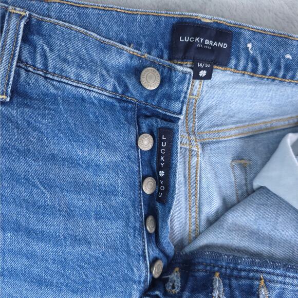 Lucky Brand Shorts Womens 14/32 Mom High Rise Short Button Fly Stretch Denim - Picture 4 of 12